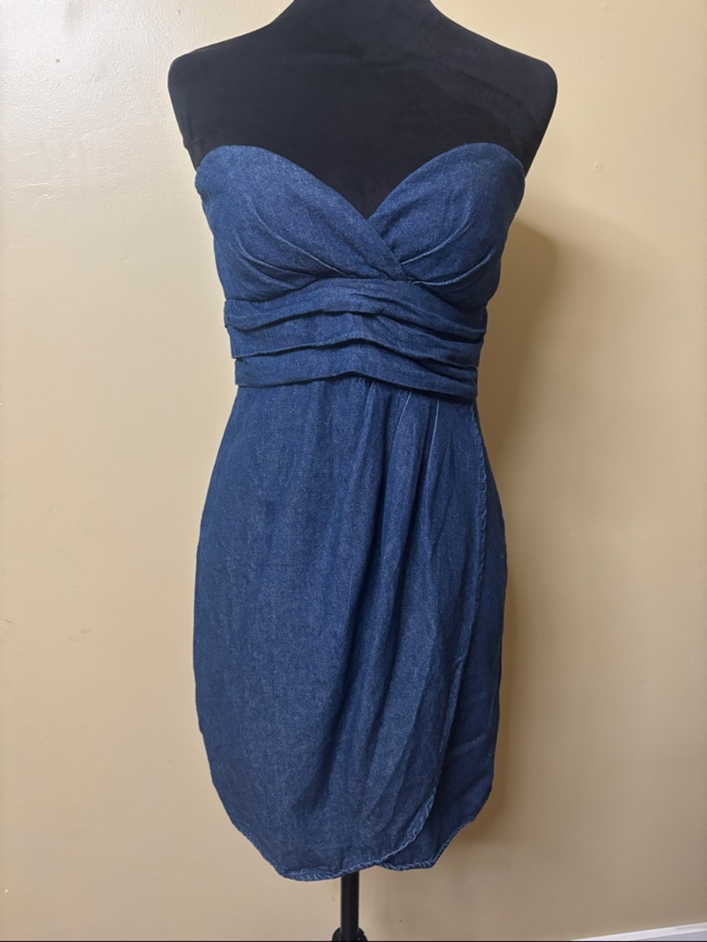 J.F.W Denim Strapless Navy Blue Mini Dress
